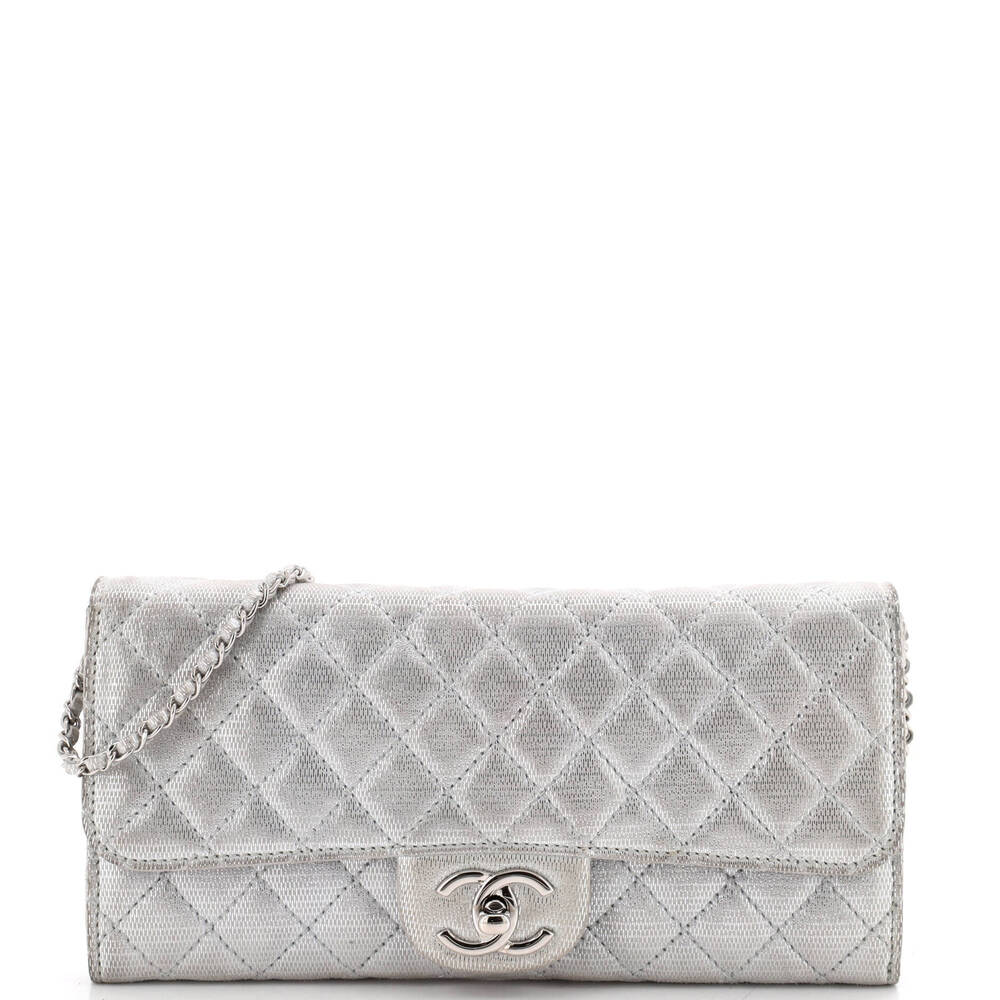 Chanel East West Wallet on Chain Quilted Metallic Suede
